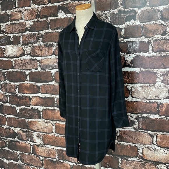 Rails Dress Women's Small Black Purple Plaid Long Sleeve Button Down Shirt - Picture 6 of 16